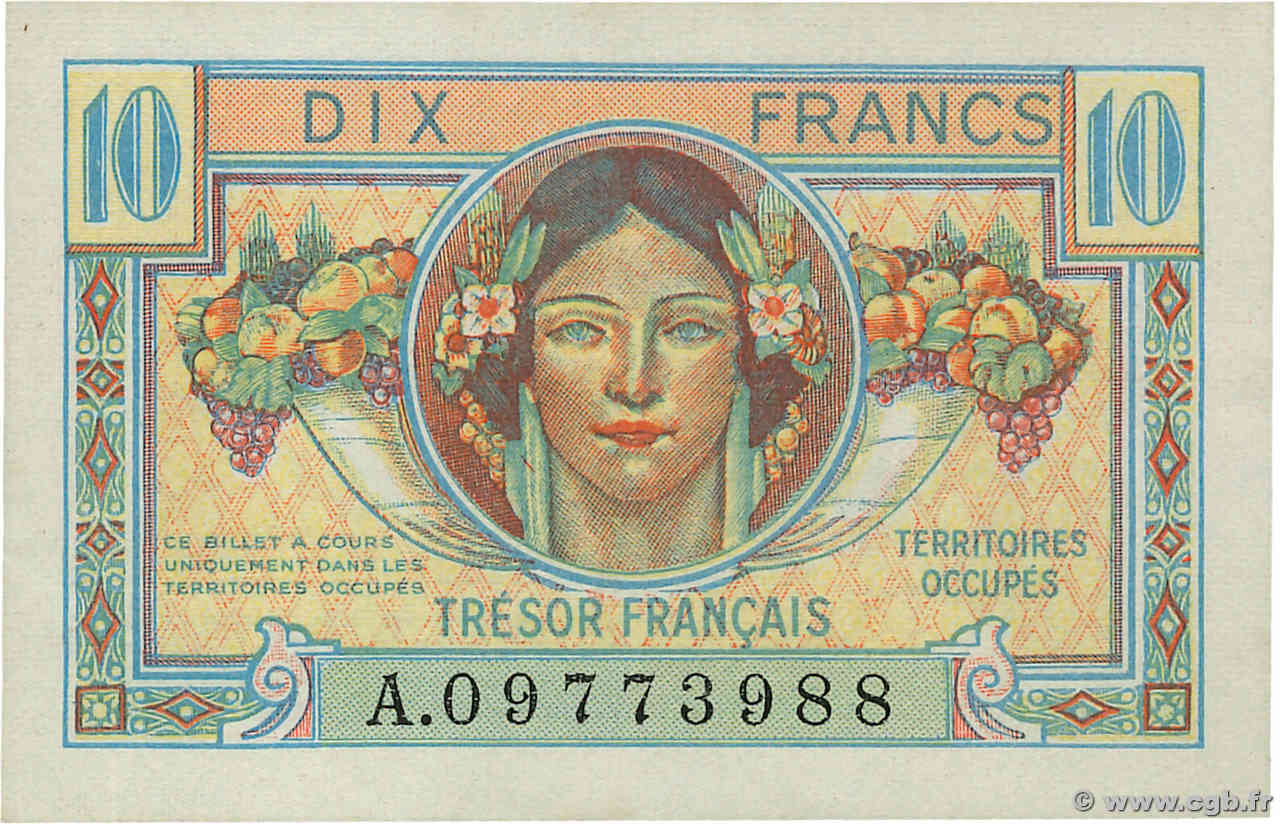10 Francs TRÉSOR FRANÇAIS FRANCE  1947 VF.30.01 XF