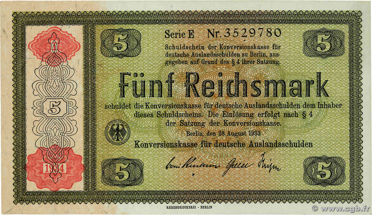 5 Reichsmark ALLEMAGNE  1933 P.199 SUP