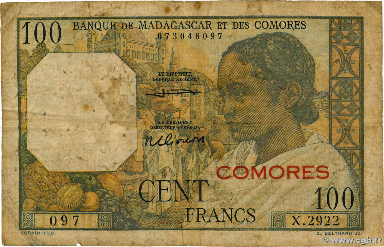 100 Francs COMORES  1963 P.03b TB