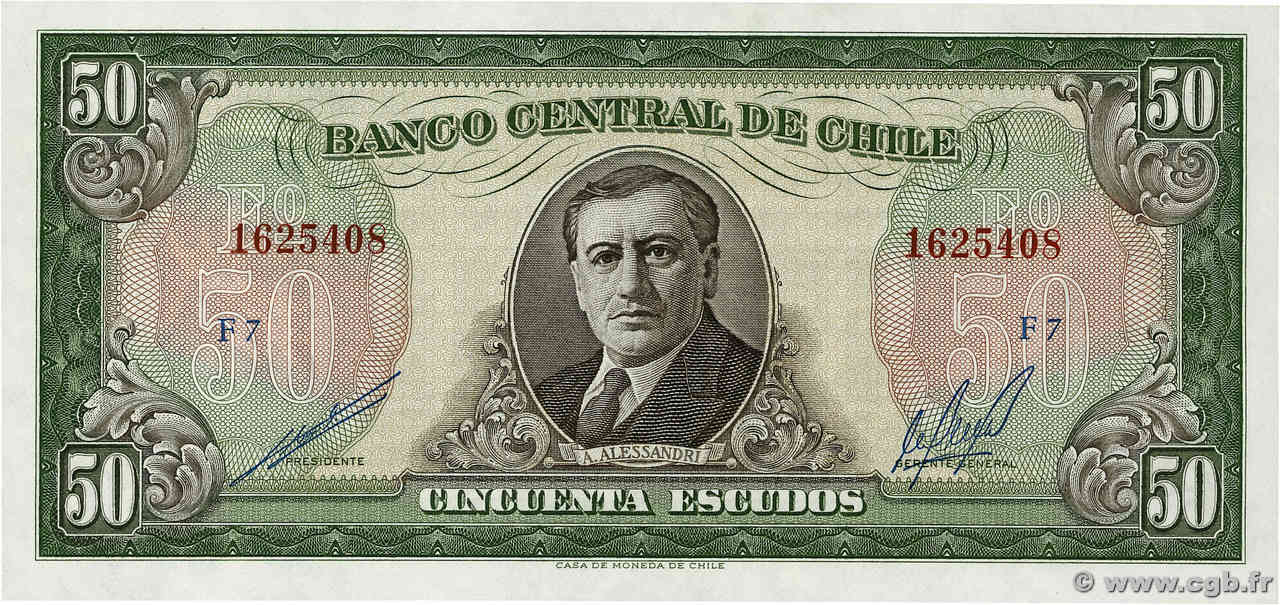 50 Escudos CHILI  1964 P.140b pr.NEUF