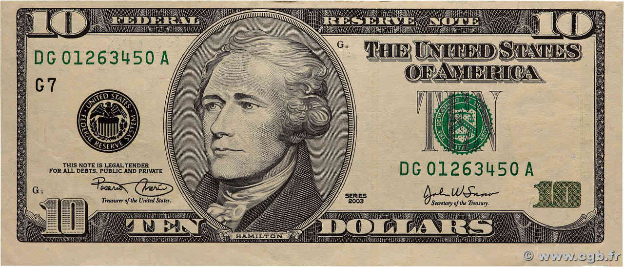 10 Dollars VEREINIGTE STAATEN VON AMERIKA Chicago  2003 P.518 VZ