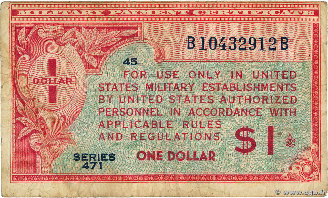 1 Dollar ÉTATS-UNIS D AMÉRIQUE  1947 P.M012 TB