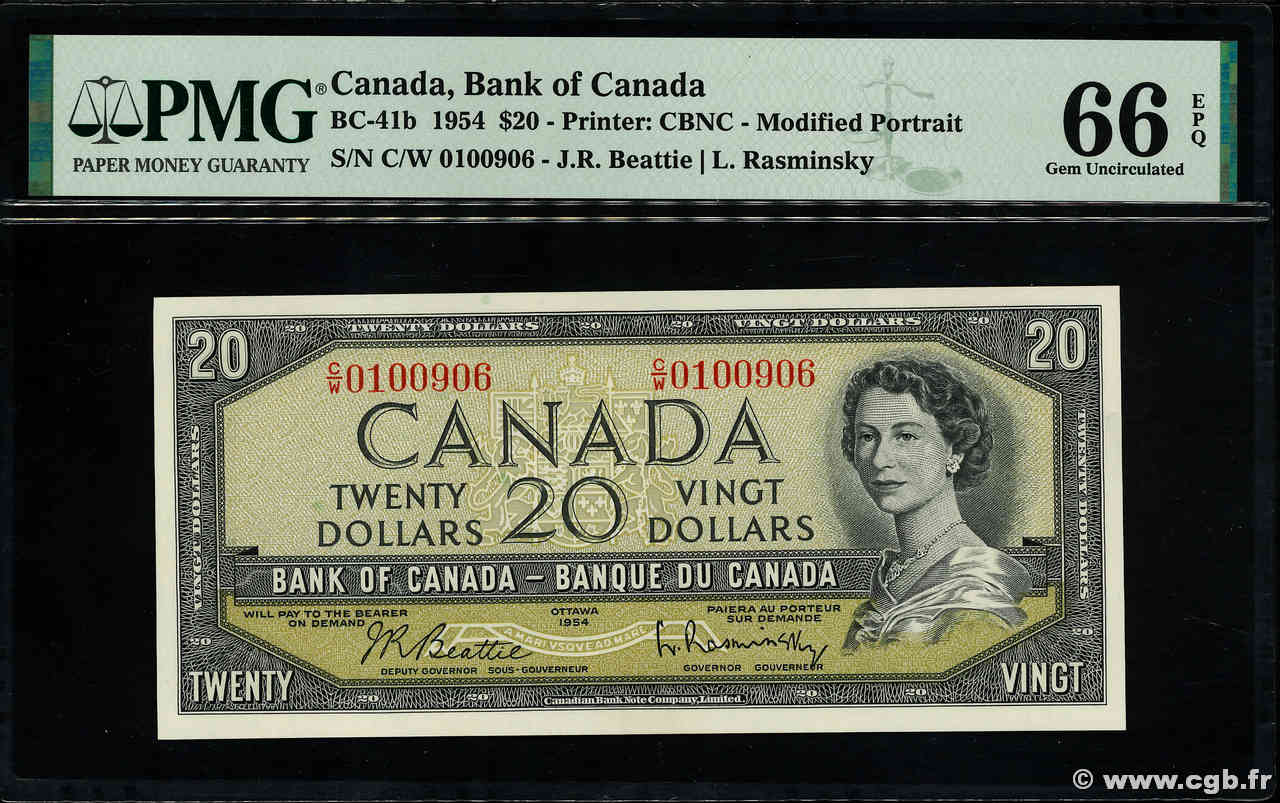 20 Dollars CANADA  1954 P.080b UNC