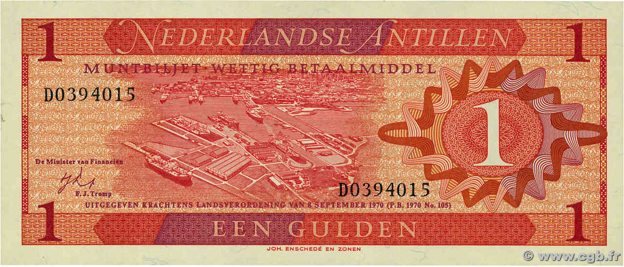 1 Gulden NETHERLANDS ANTILLES  1970 P.20a FDC