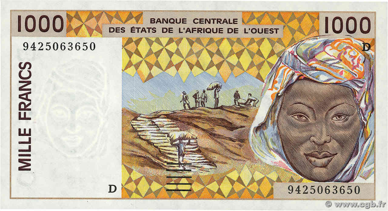 1000 Francs ESTADOS DEL OESTE AFRICANO  1994 P.411Dd SC+