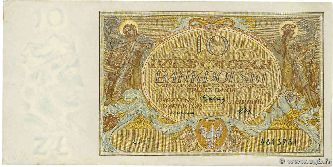 10 Zlotych POLOGNE  1929 P.069 SUP+