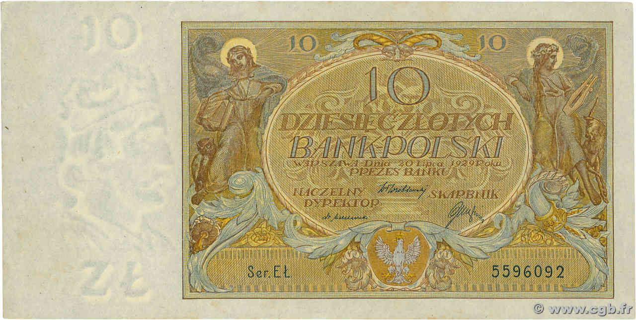 10 Zlotych POLONIA  1929 P.069 AU