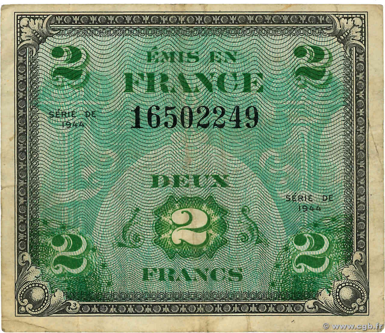 2 Francs DRAPEAU FRANKREICH  1944 VF.16.01 fSS