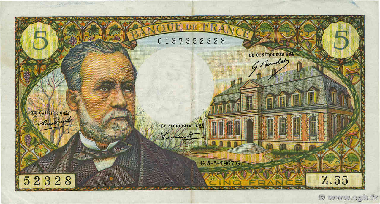 5 Francs PASTEUR FRANKREICH  1967 F.61.05 SS