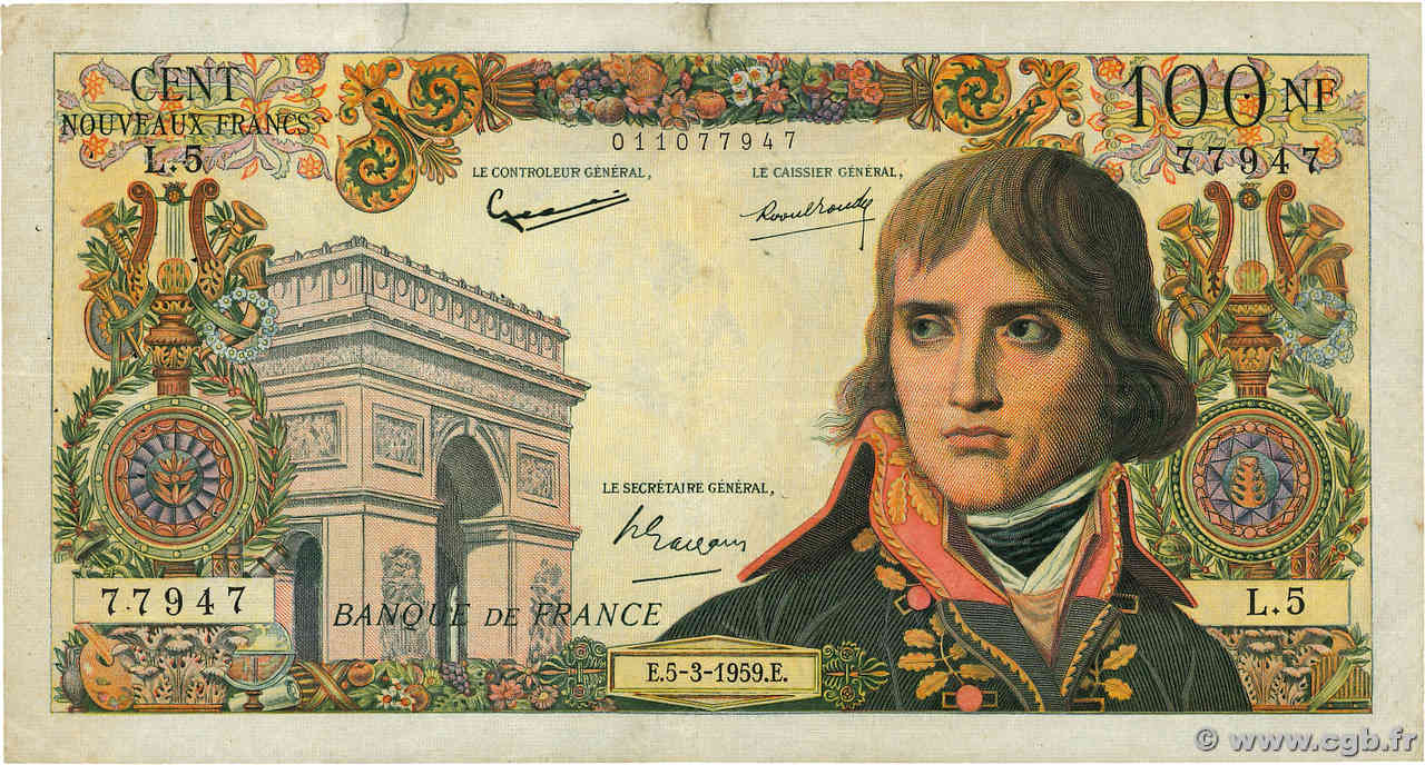 100 Nouveaux Francs BONAPARTE FRANKREICH  1959 F.59.01 S