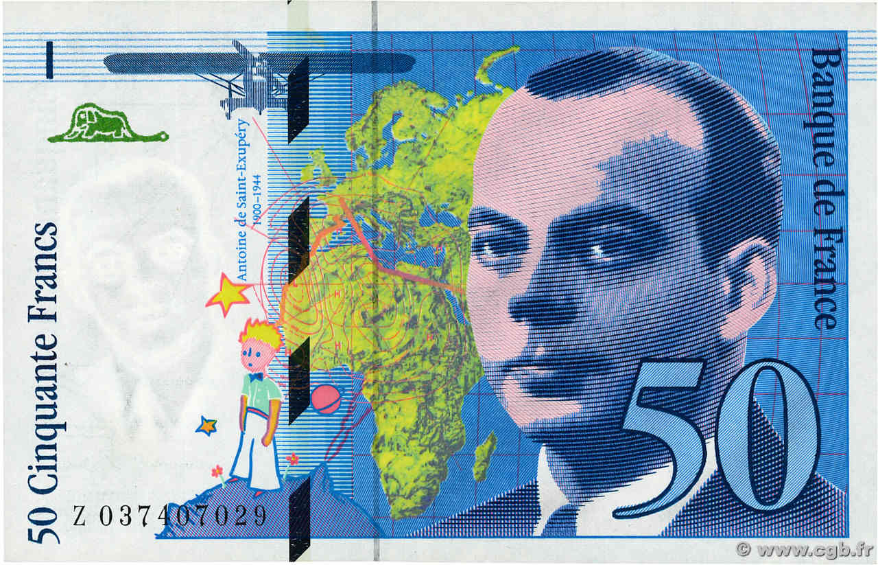 50 Francs SAINT-EXUPÉRY modifié FRANCIA  1997 F.73.04 EBC