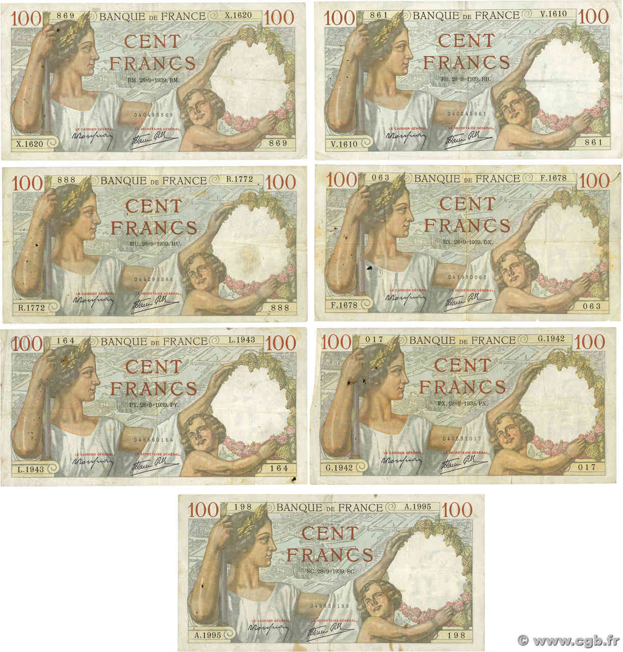 100 Francs SULLY Lot FRANCIA  1939 F.26.08 BC