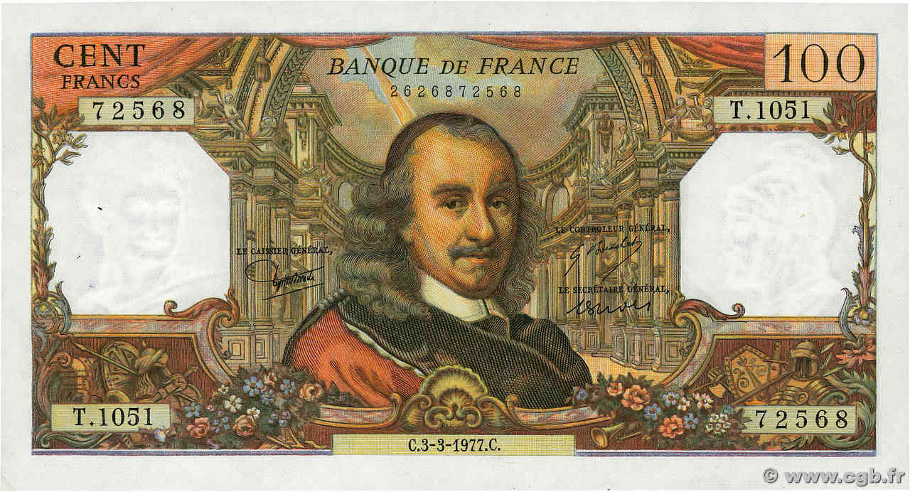 100 Francs CORNEILLE FRANCE  1977 F.65.57 SUP