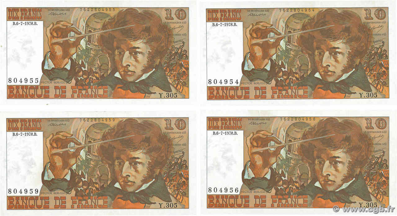 10 Francs BERLIOZ Lot FRANCIA  1978 F.63.24 EBC+