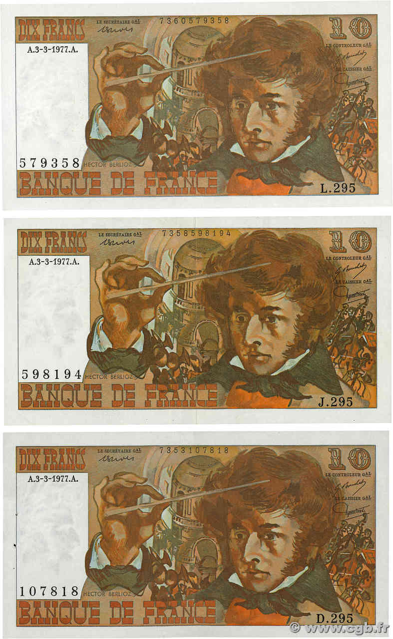 10 Francs BERLIOZ FRANKREICH  1977 F.63.21 fVZ