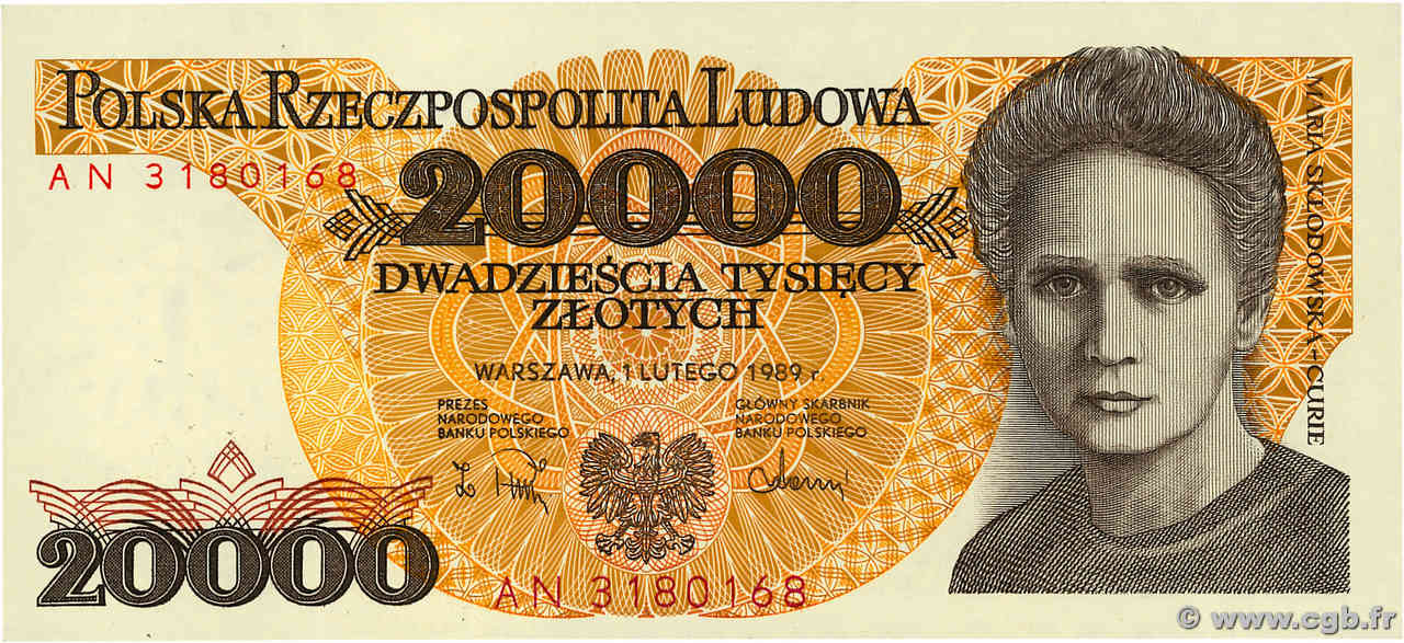 20000 Zlotych POLEN  1989 P.152a fST