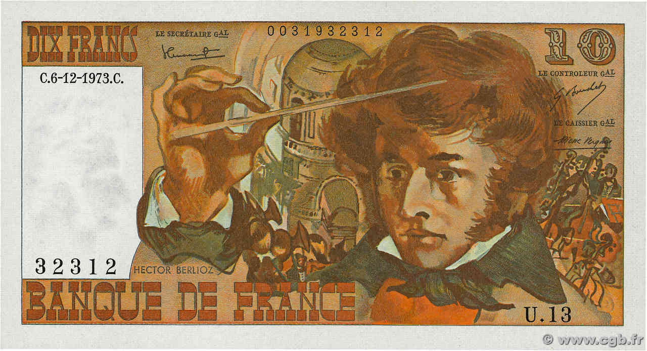 10 Francs BERLIOZ FRANCE  1973 F.63.02 pr.NEUF