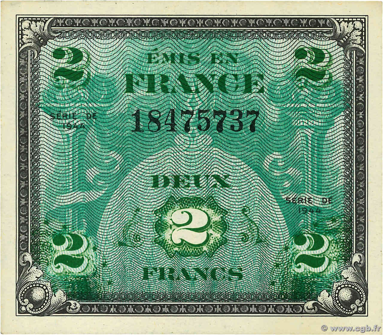 2 Francs DRAPEAU FRANCIA  1944 VF.16.01 SC+