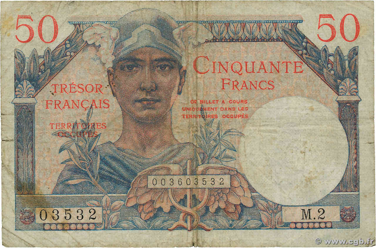 50 Francs TRÉSOR FRANÇAIS FRANKREICH  1947 VF.31.02 fS