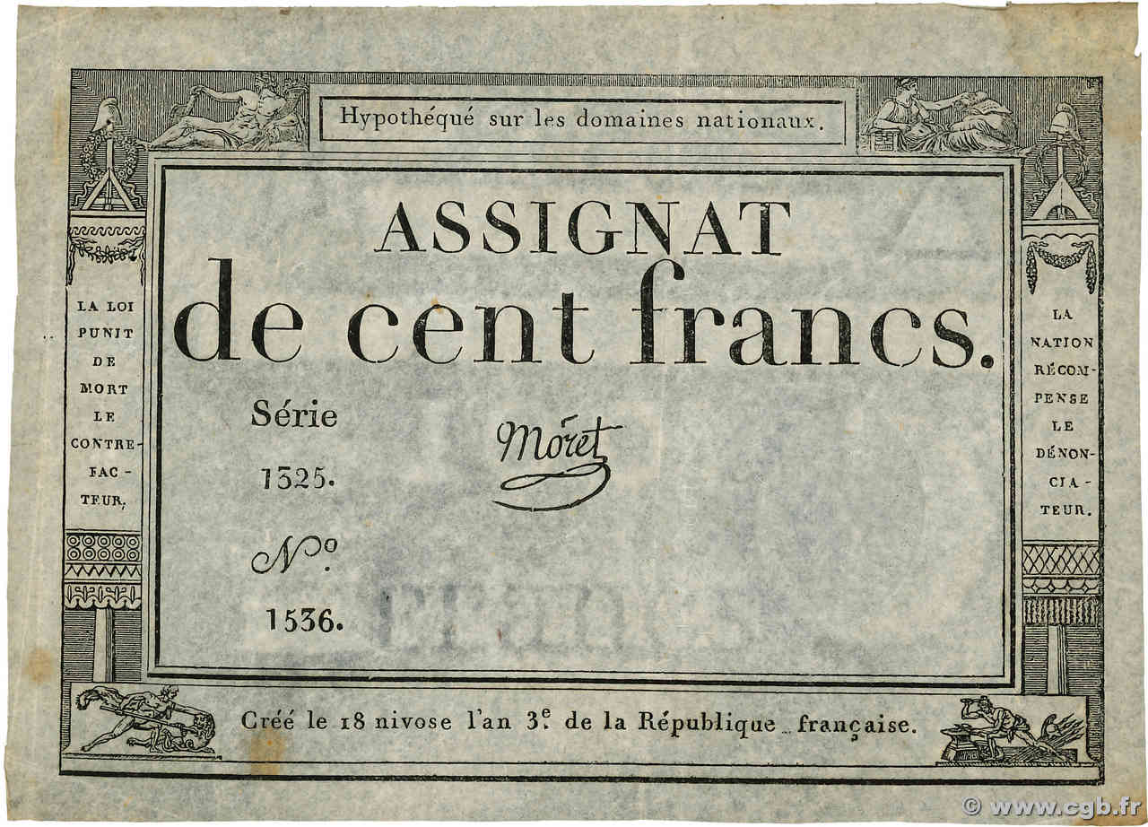 100 Francs FRANCE  1795 Ass.48a SUP
