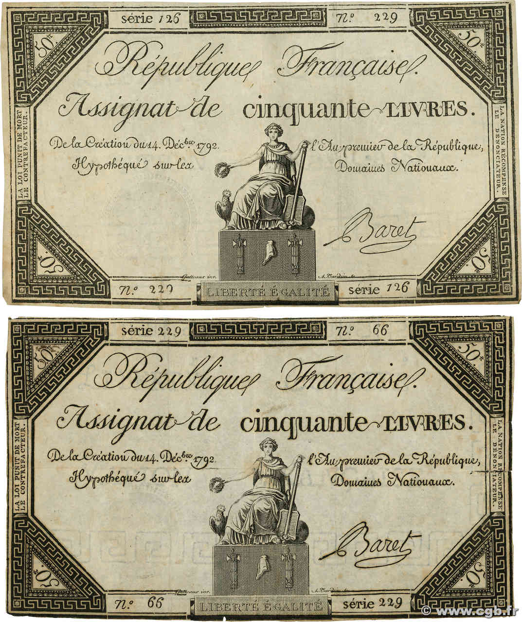 50 Livres Faux FRANCE  1792 Ass.39f.07 TTB