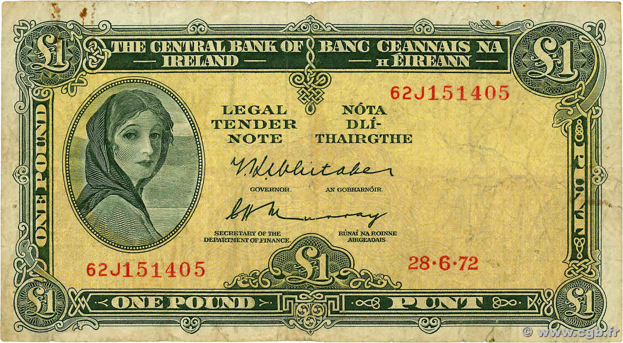 1 Pound IRLANDA  1972 P.064c BC