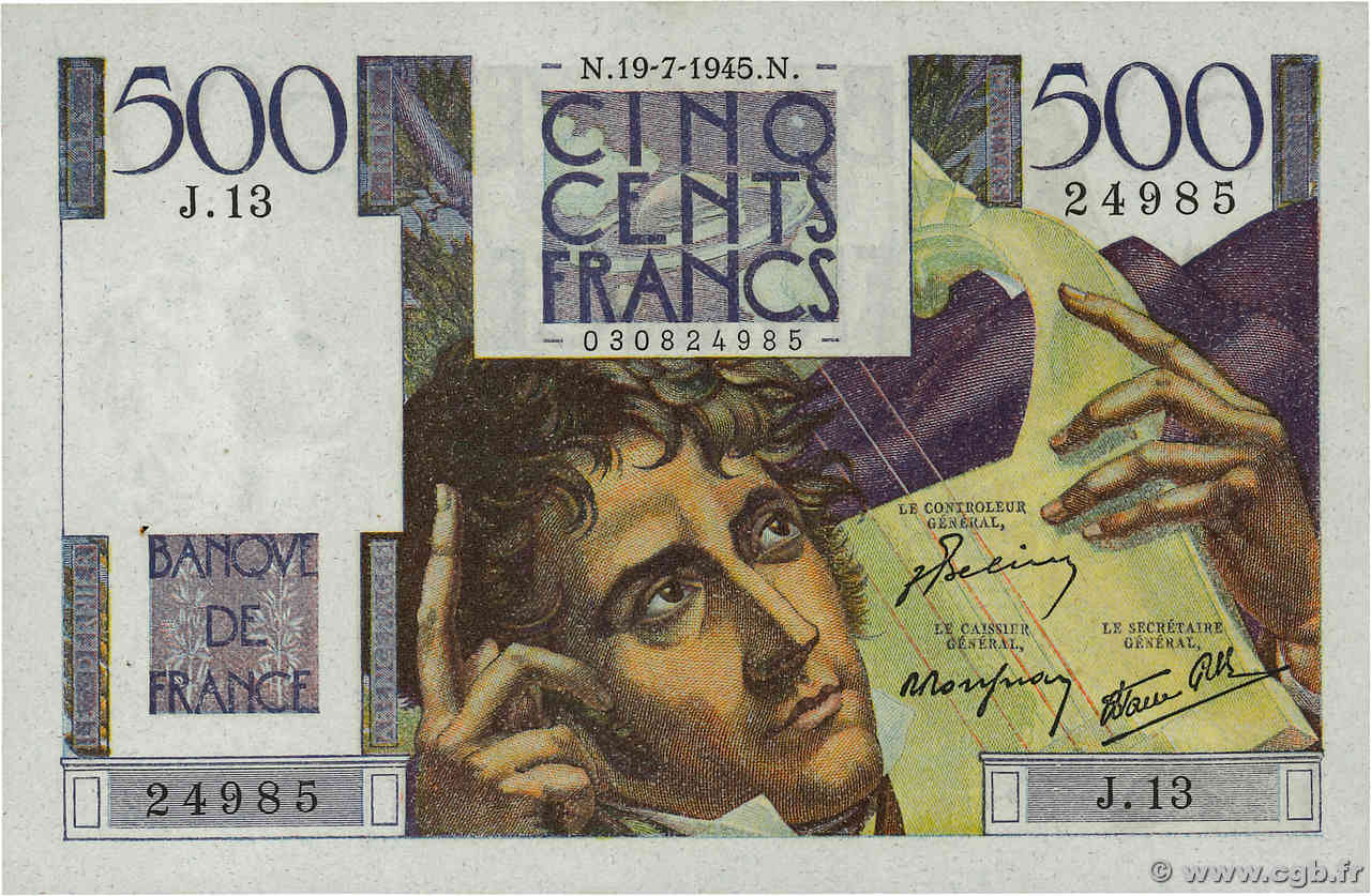 500 Francs CHATEAUBRIAND FRANCIA  1945 F.34.01 AU