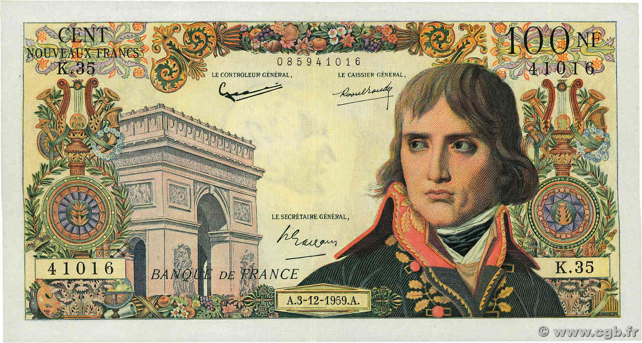 100 Nouveaux Francs BONAPARTE FRANCIA  1959 F.59.04 EBC