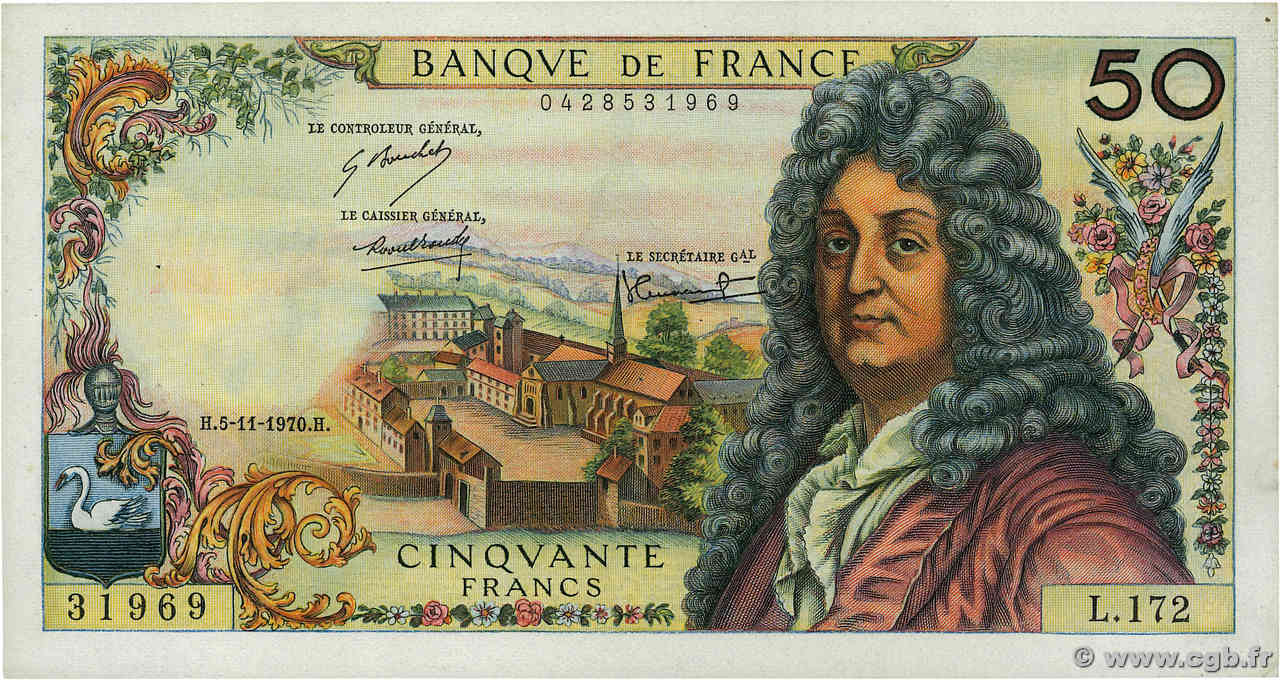 50 Francs RACINE FRANCIA  1970 F.64.17 SC