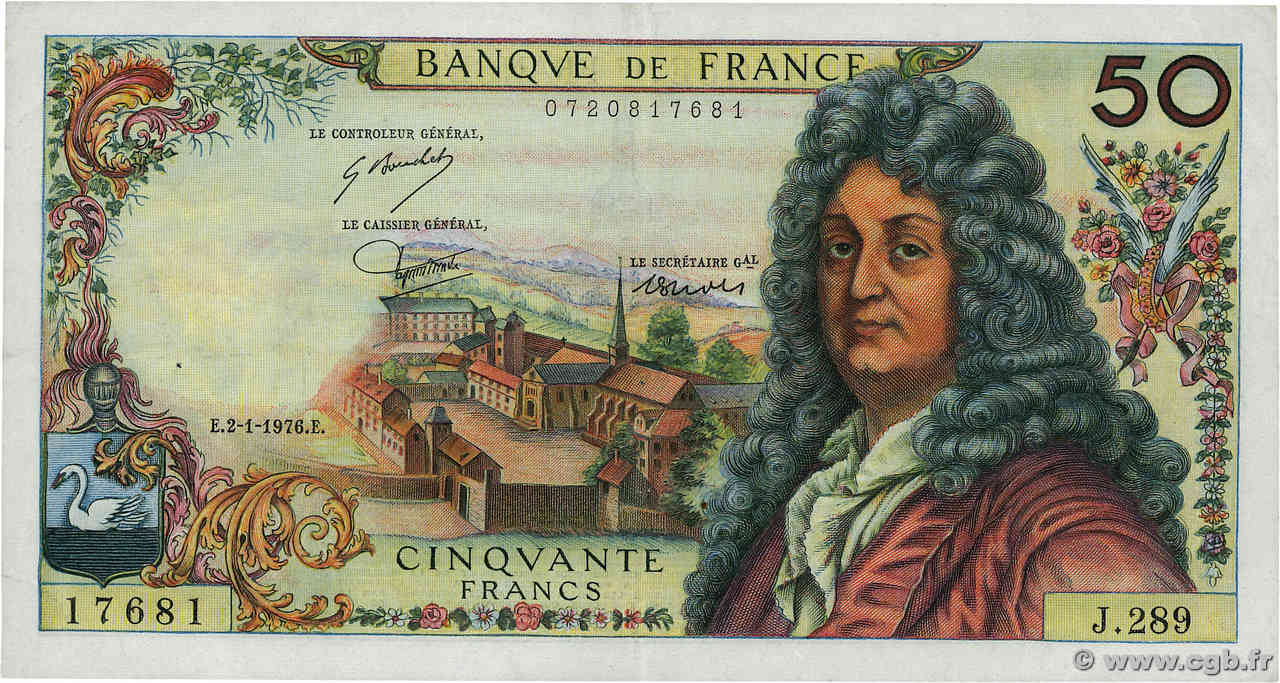 50 Francs RACINE FRANKREICH  1976 F.64.32 fVZ