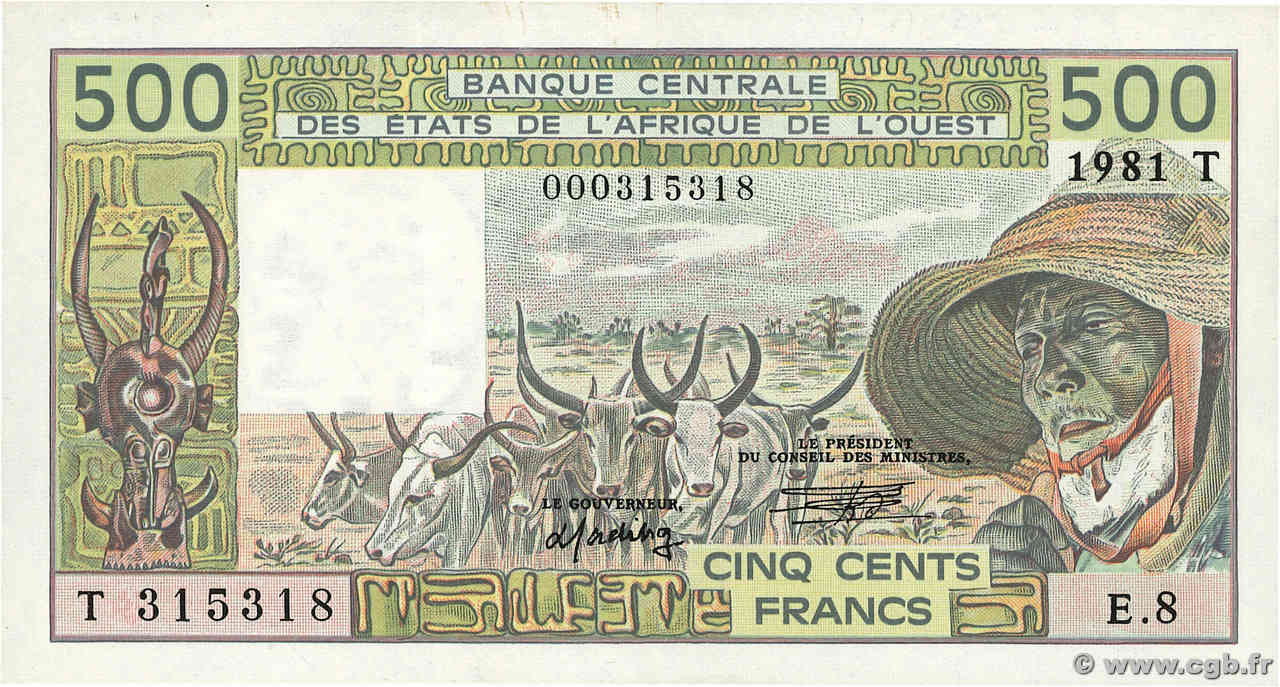500 Francs Fauté ÉTATS DE L AFRIQUE DE L OUEST  1981 P.806Tc SUP