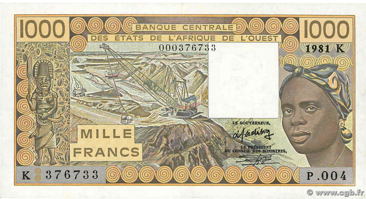 1000 Francs Fauté ÉTATS DE L AFRIQUE DE L OUEST  1981 P.707Kb TTB
