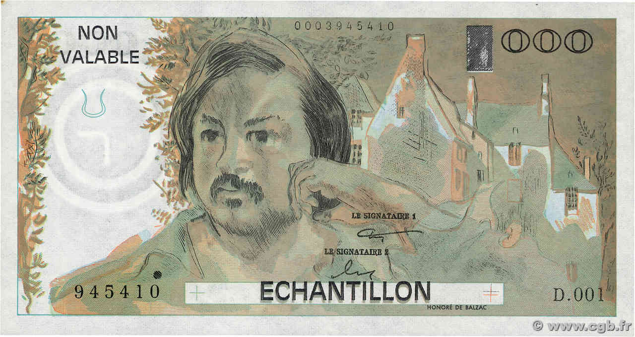 1000 Francs BALZAC Échantillon FRANCIA  1980 EC.1980.01 q.FDC