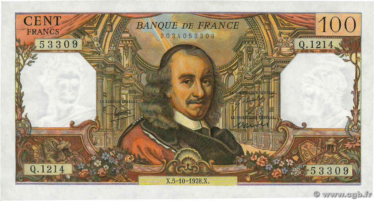 100 Francs CORNEILLE FRANCE  1978 F.65.63 pr.NEUF