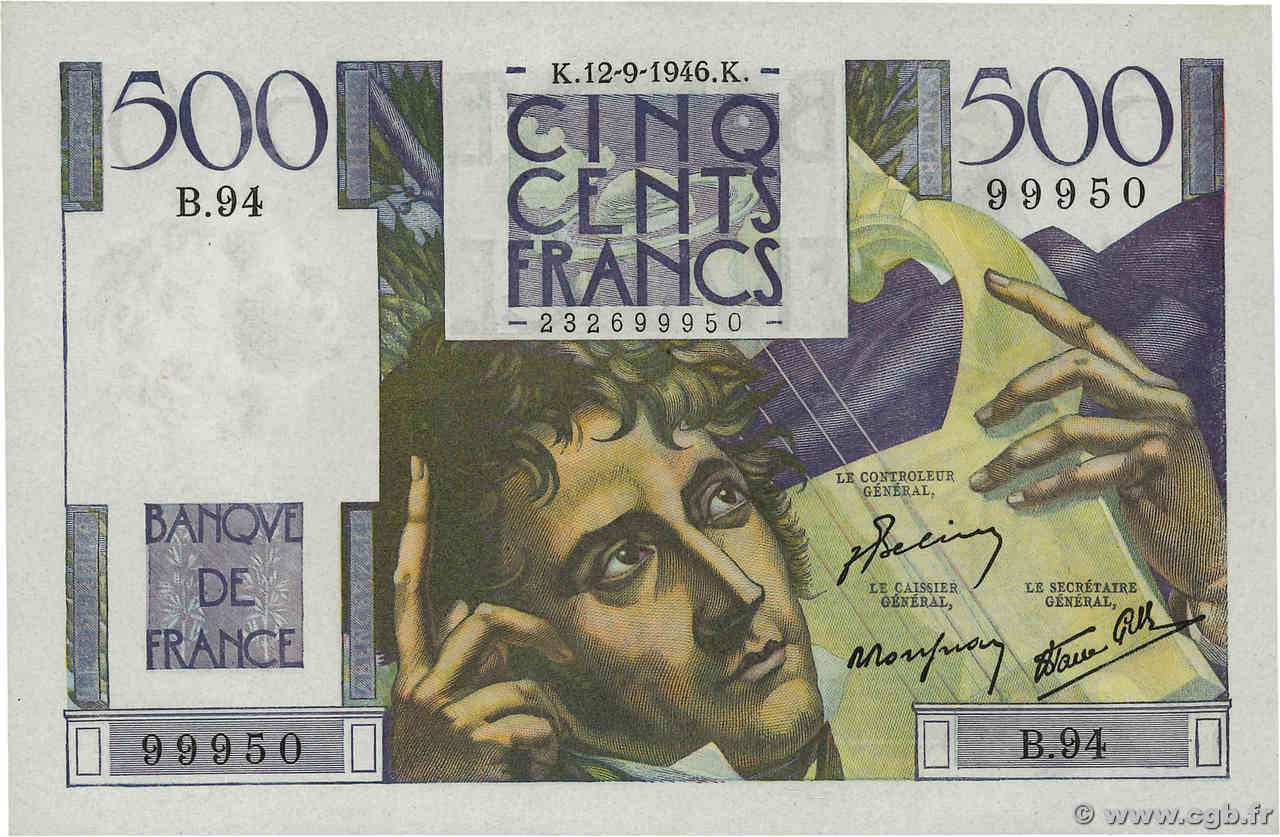 500 Francs CHATEAUBRIAND FRANCIA  1946 F.34.06 AU+