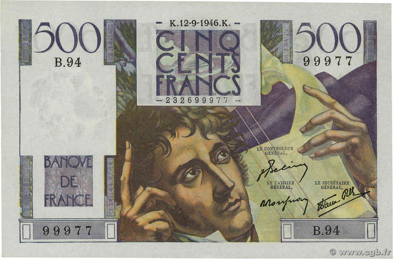 500 Francs CHATEAUBRIAND FRANCIA  1946 F.34.06 AU+