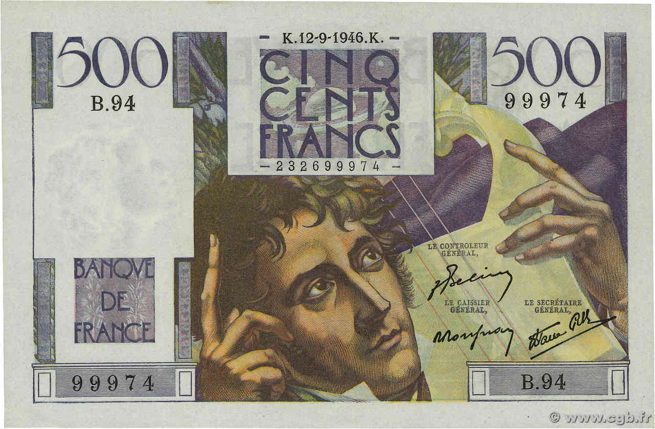 500 Francs CHATEAUBRIAND FRANCE  1946 F.34.06 SPL+