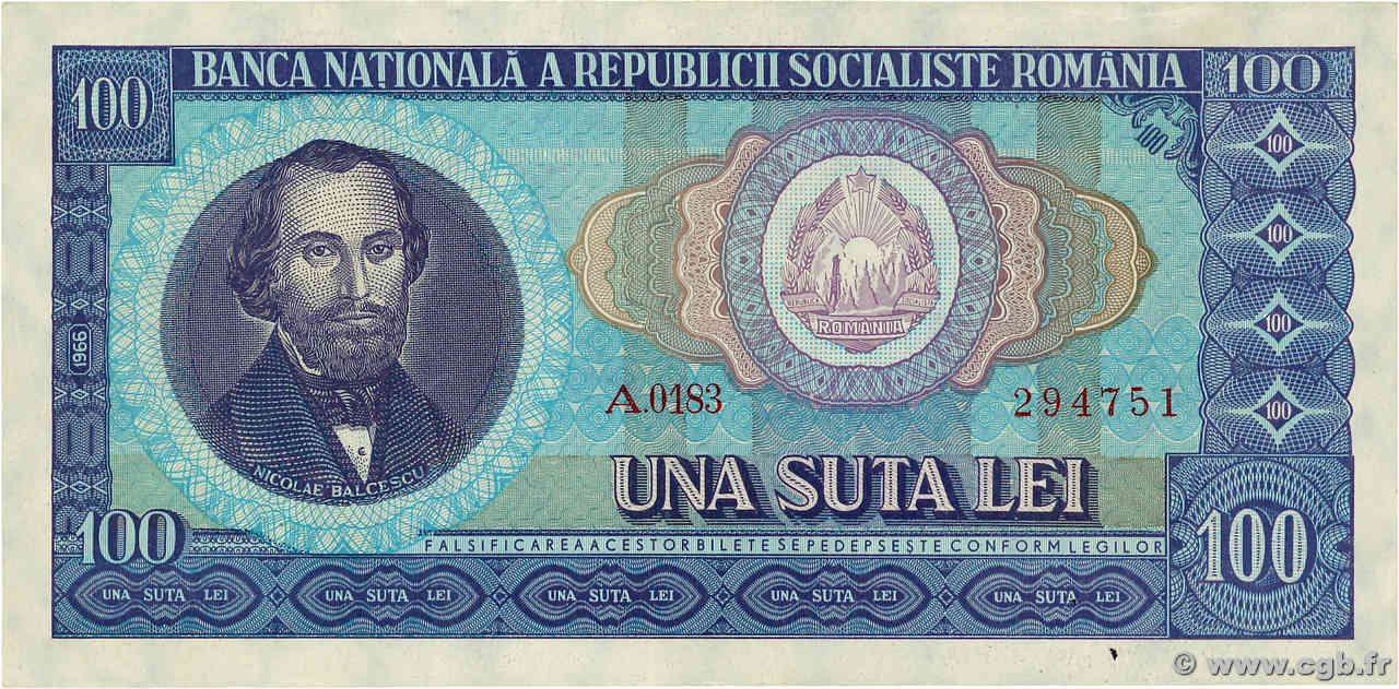 100 Lei ROUMANIE  1966 P.097a SUP+