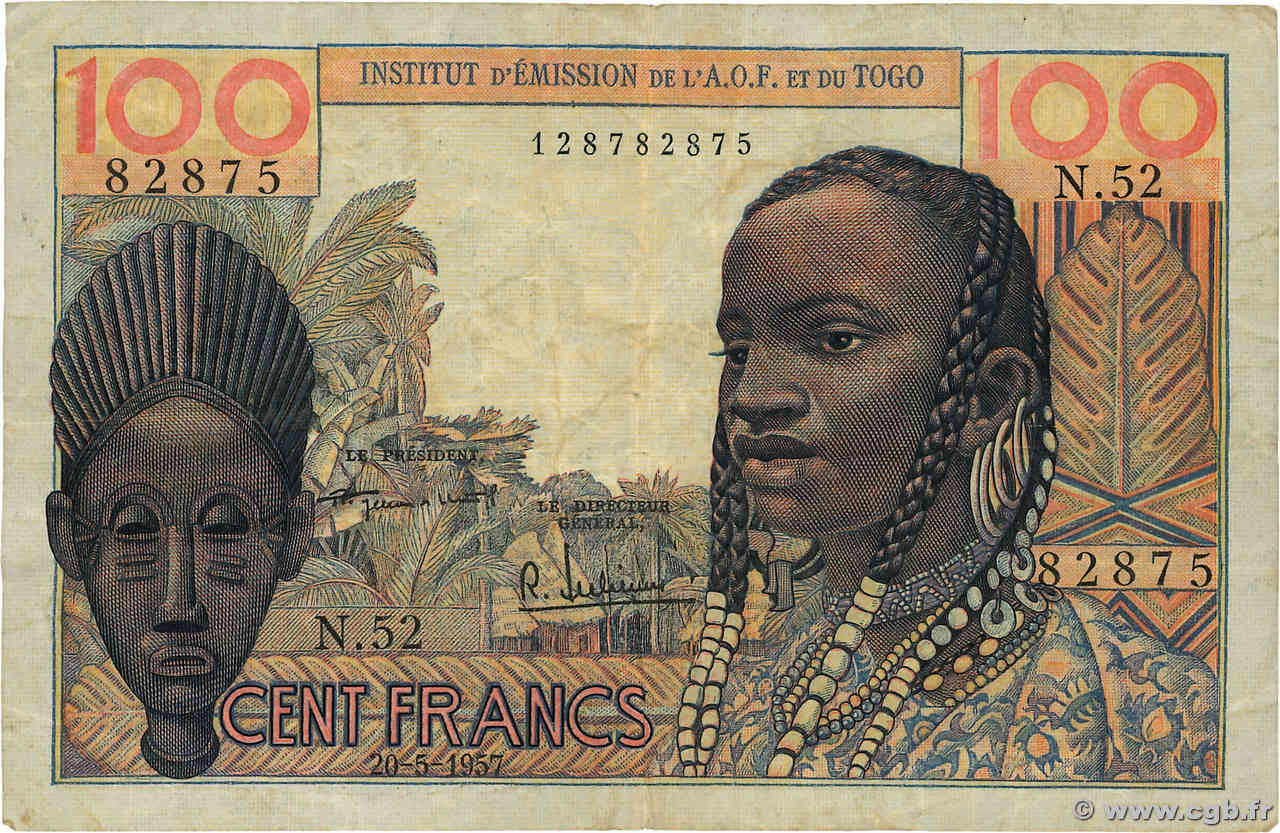 100 Francs AFRIQUE OCCIDENTALE FRANÇAISE (1895-1958)  1957 P.46 TB