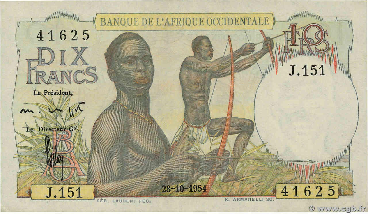 10 Francs AFRIQUE OCCIDENTALE FRANÇAISE (1895-1958)  1954 P.37 SUP