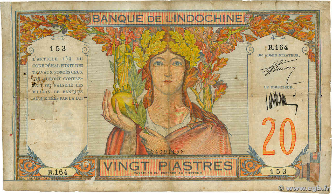 20 Piastres INDOCHINE FRANÇAISE  1931 P.050 B