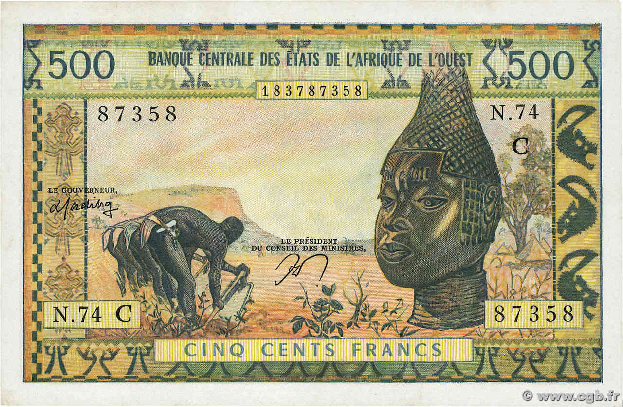 500 Francs WEST AFRIKANISCHE STAATEN  1977 P.302Cn fVZ