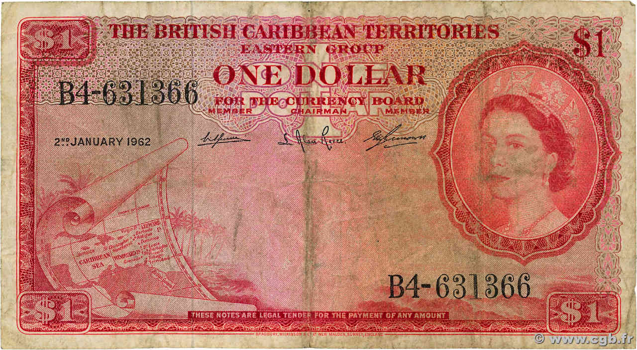 1 Dollar EAST CARIBBEAN STATES  1962 P.07c F-
