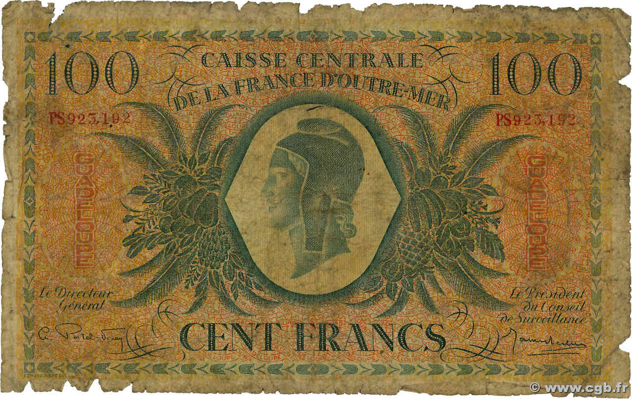 100 Francs Marianne Type anglais GUADELOUPE  1944 P.29 B