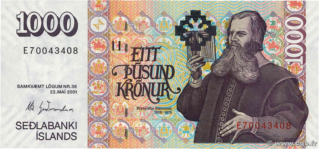 1000 Kronur ISLAND  2001 P.59 fST+