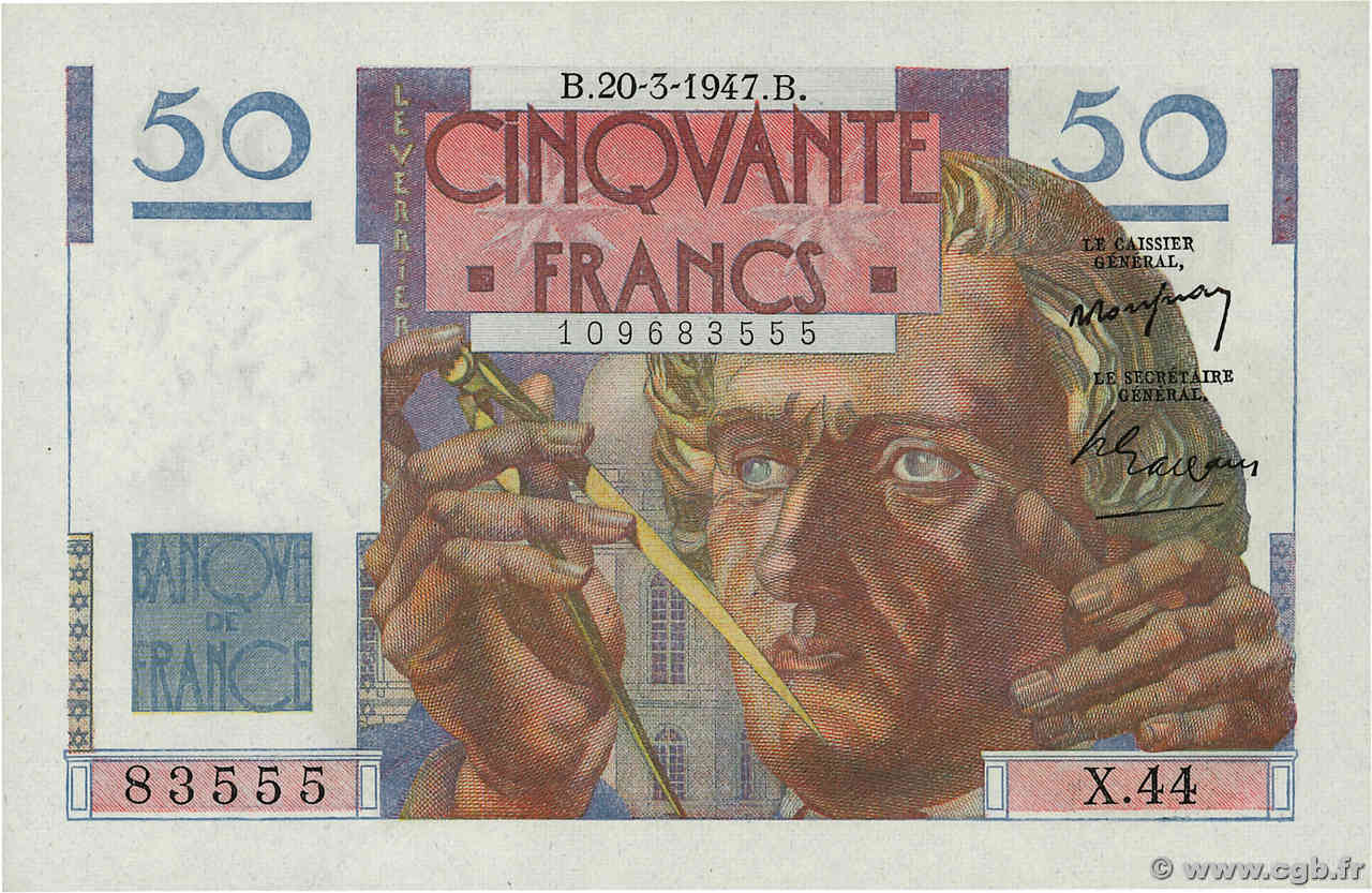 50 Francs LE VERRIER FRANCE  1947 F.20.07 NEUF