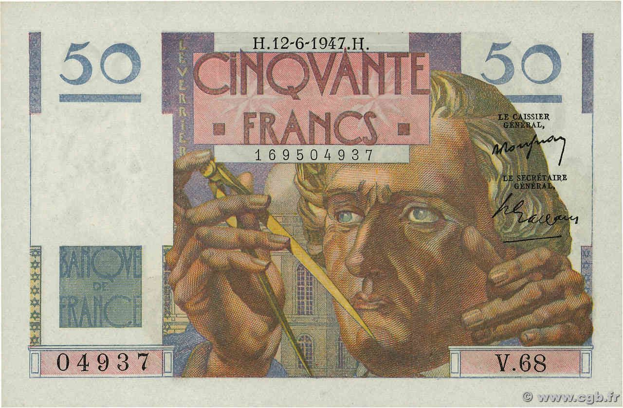 50 Francs LE VERRIER FRANCE  1947 F.20.08 pr.NEUF