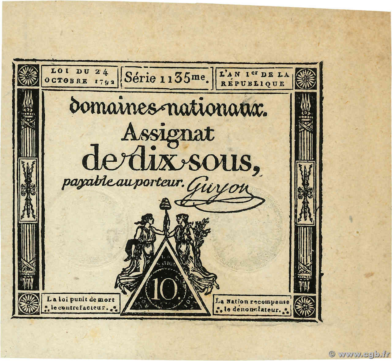 10 Sous FRANCIA  1792 Ass.34a SC