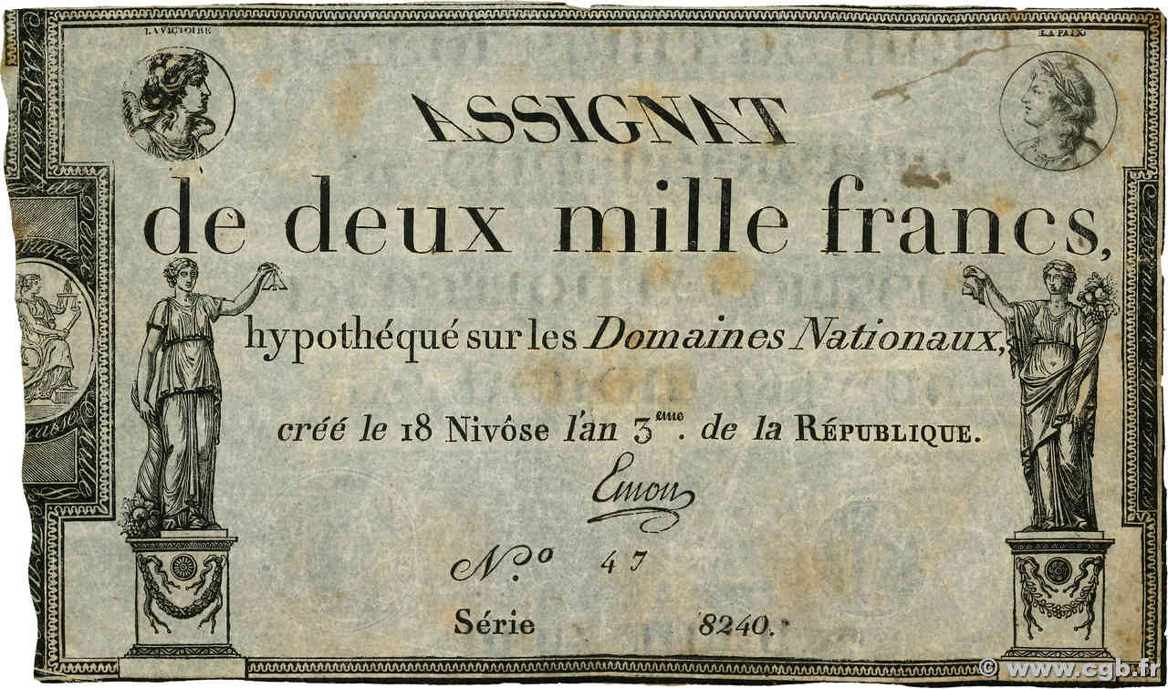 2000 Francs FRANCE  1795 Ass.51a TB