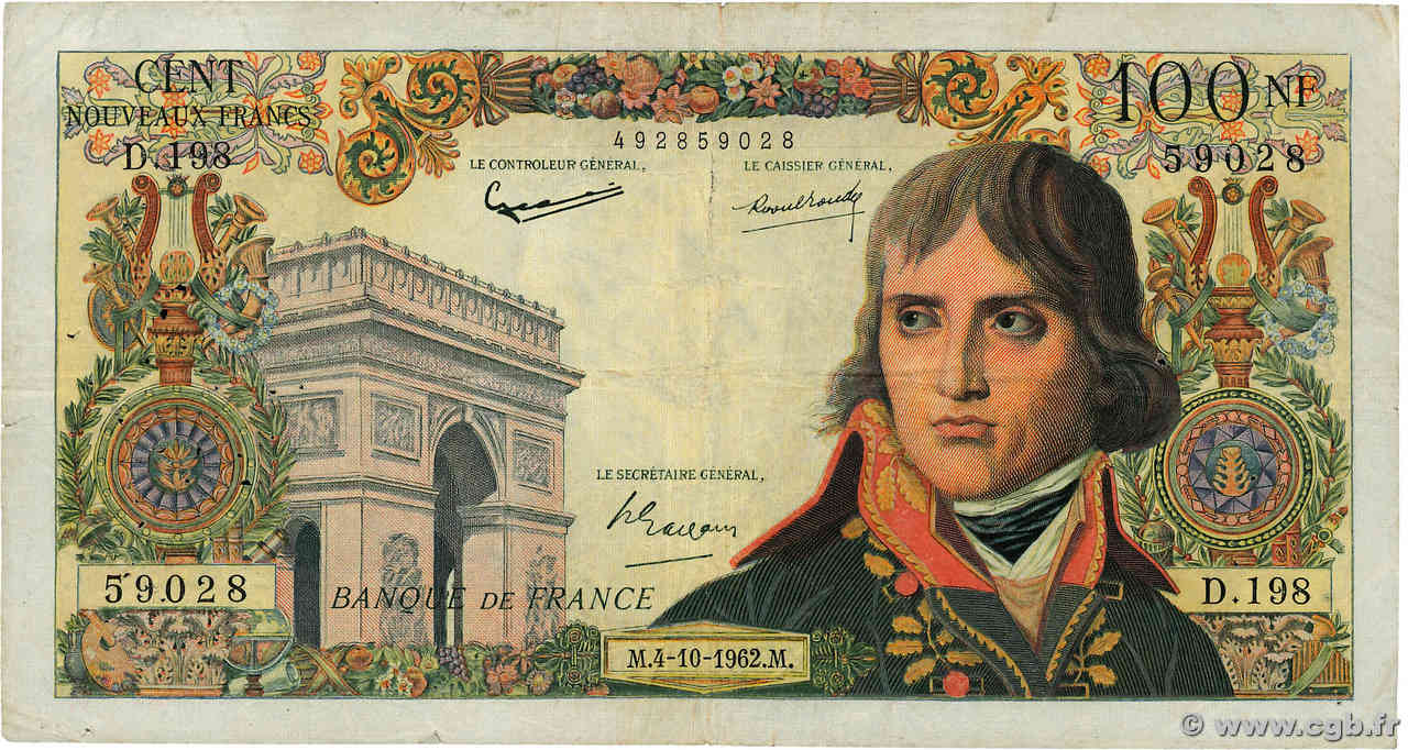 100 Nouveaux Francs BONAPARTE FRANCE  1962 F.59.17 TB